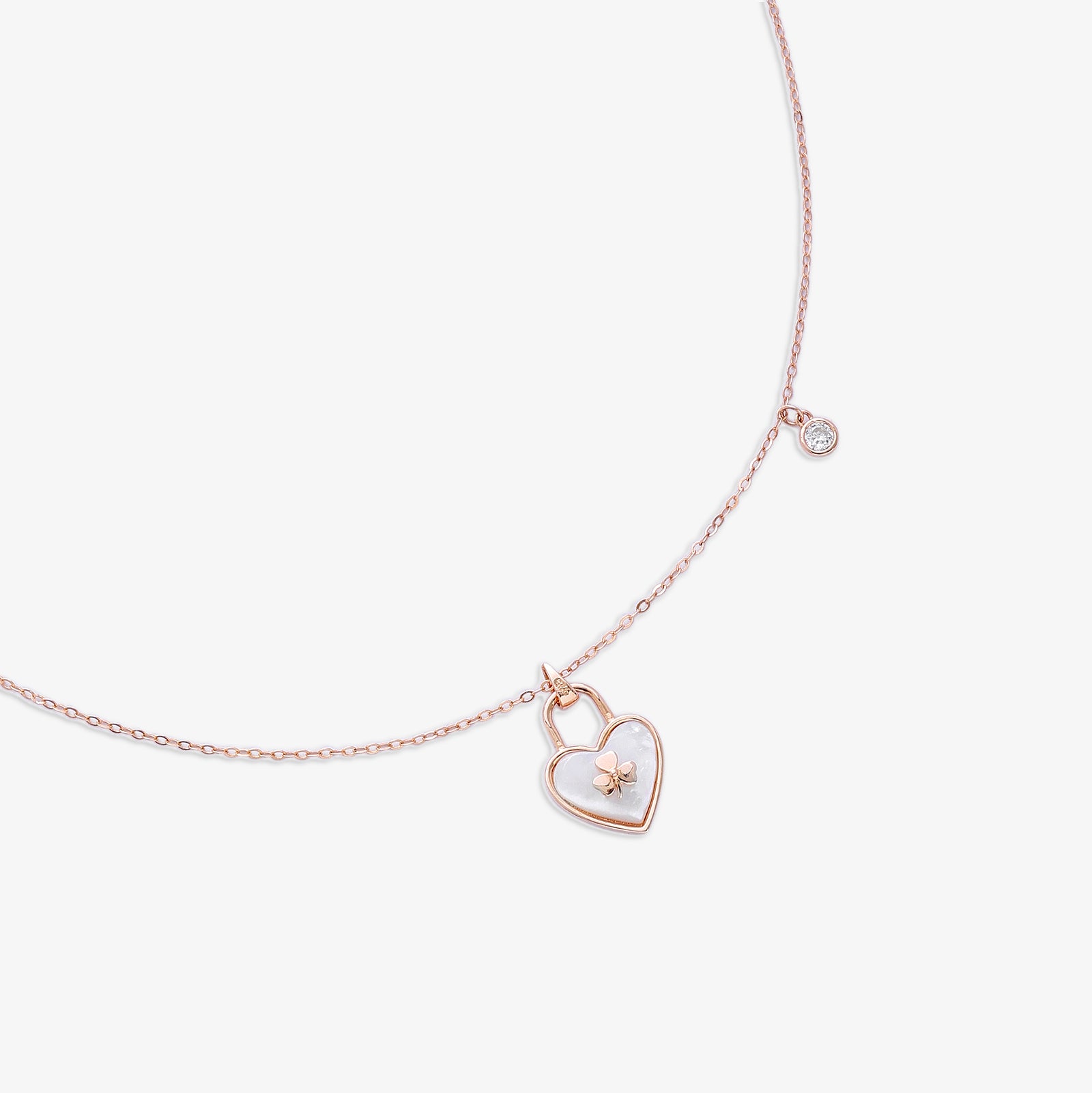 CZ Heart Pendant Necklace for Women – 925 Sterling Silver Rose Gold Plated