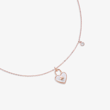 CZ Heart Pendant Necklace for Women – 925 Sterling Silver Rose Gold Plated