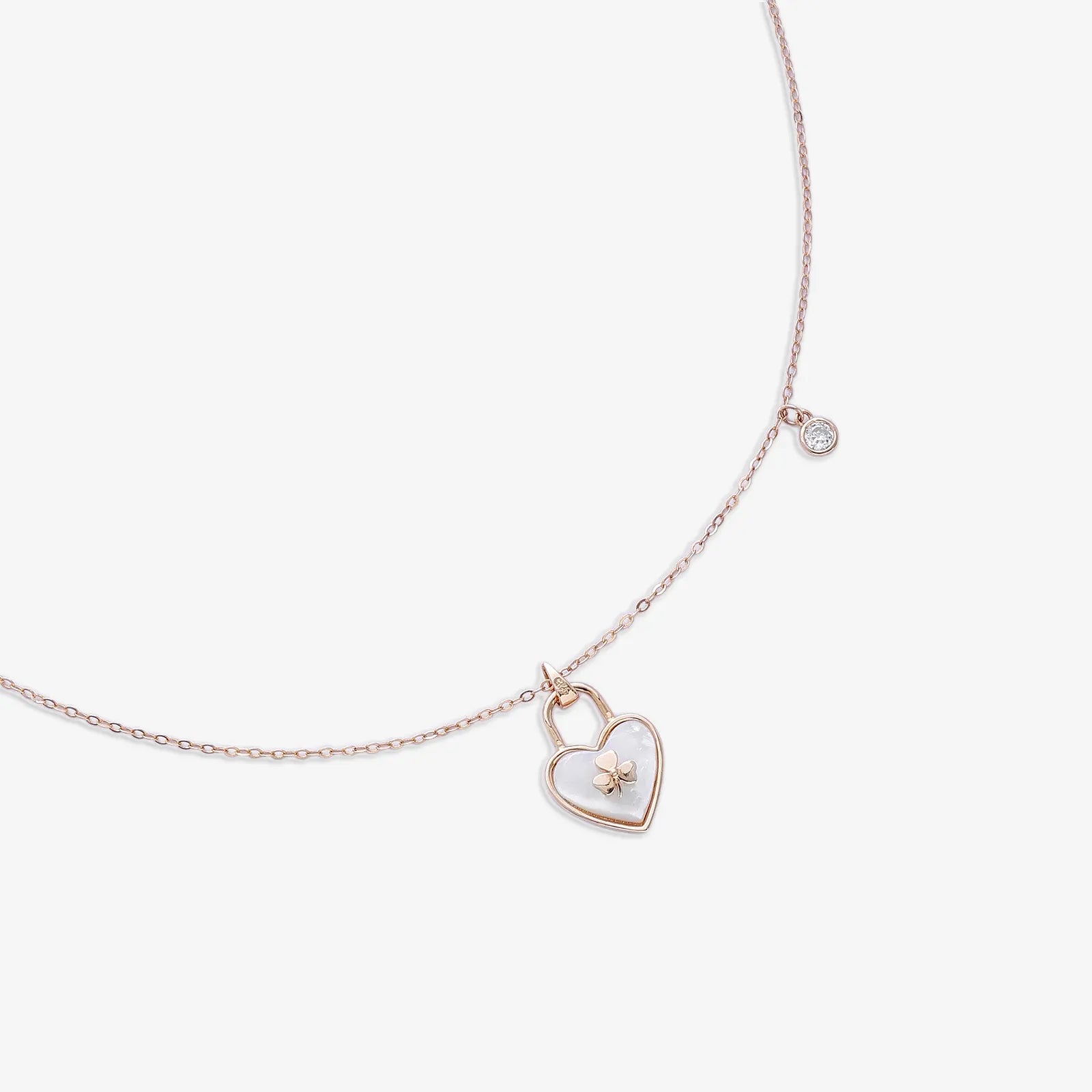 Rose Gold Plated Heartlock Silver Necklace - Tweov Jewels