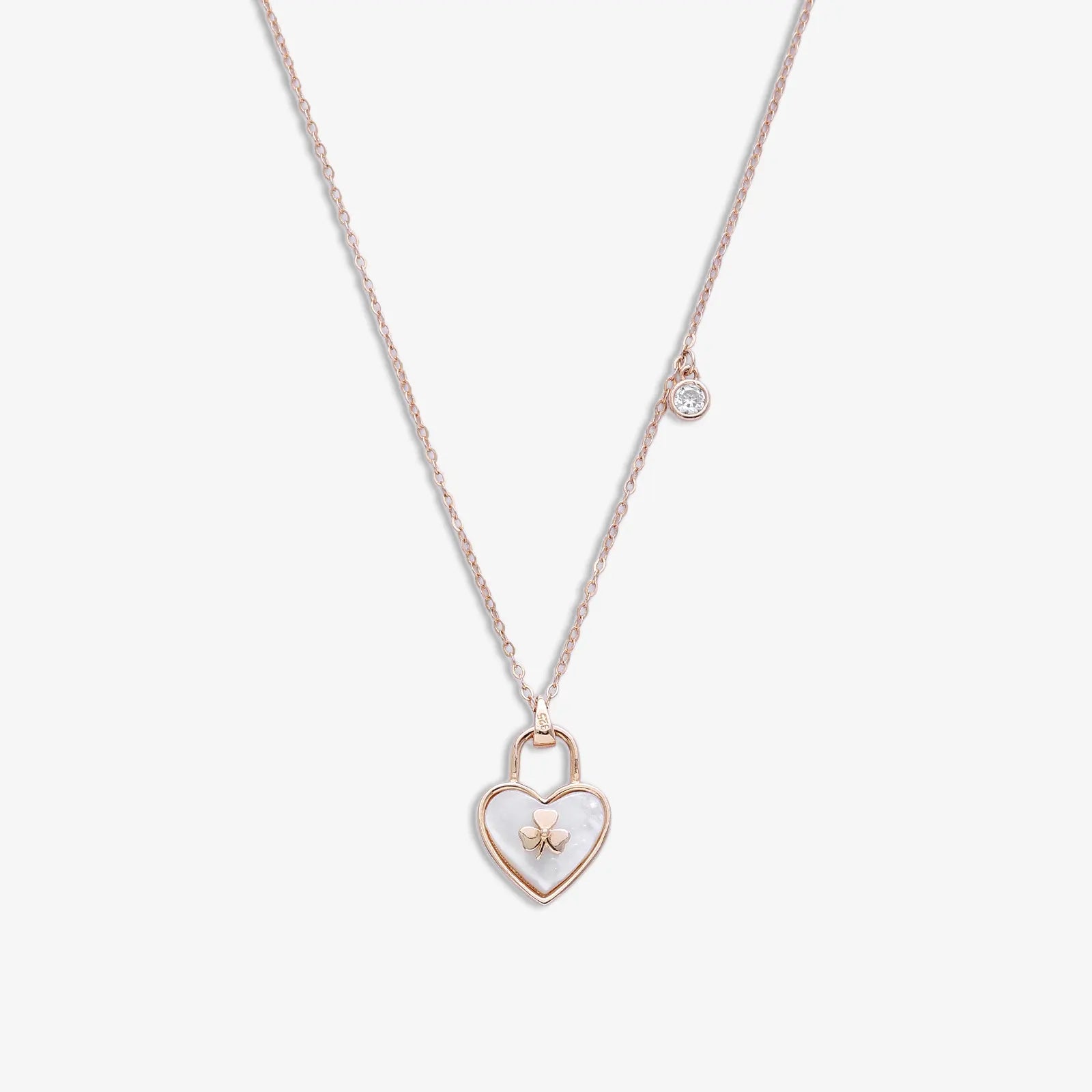 Rose Gold Plated Heartlock Silver Necklace - Tweov Jewels