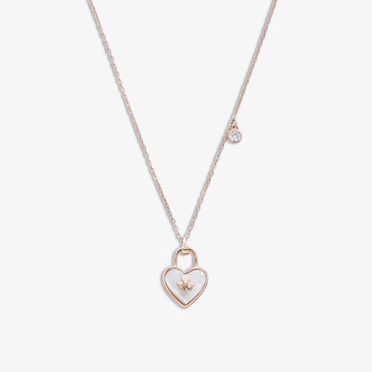 Rose Gold Plated Heartlock Silver Necklace