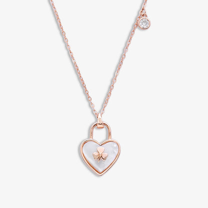 CZ Heart Pendant Necklace for Women – 925 Sterling Silver Rose Gold Plated