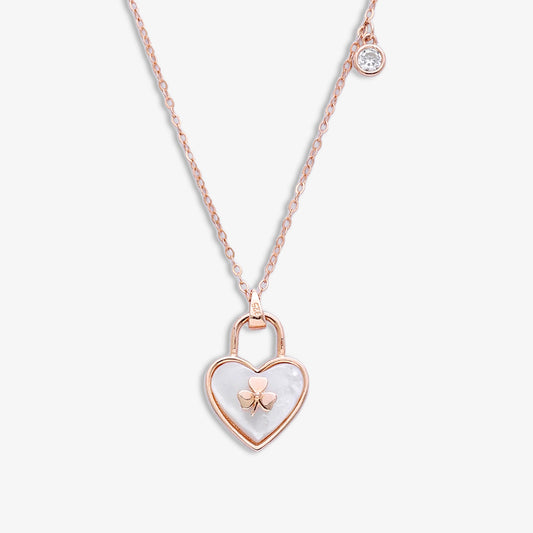 CZ Heart Pendant Necklace for Women – 925 Sterling Silver Rose Gold Plated