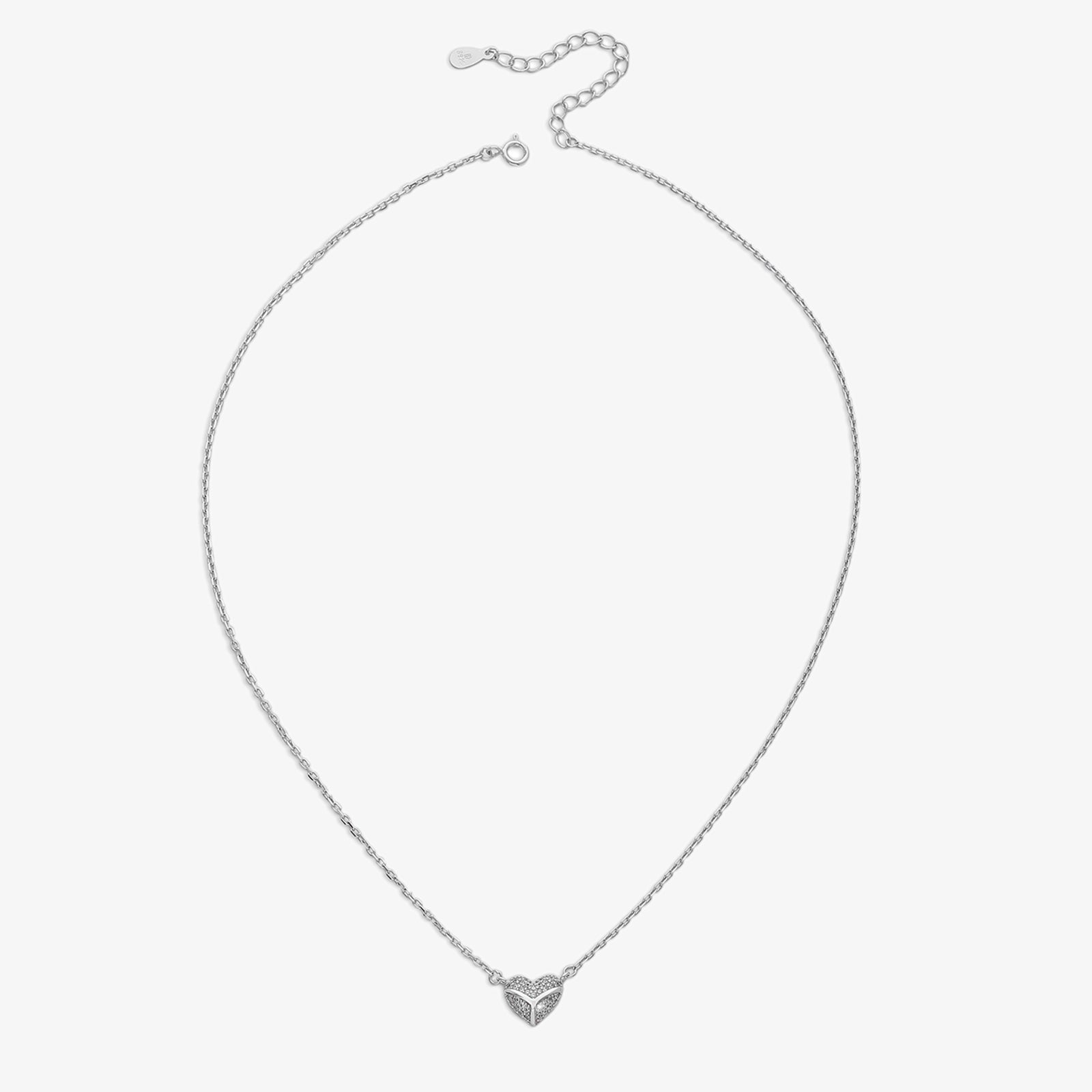 Heart Pendant Necklace For Women – 925 Sterling Silver Rhodium Plated