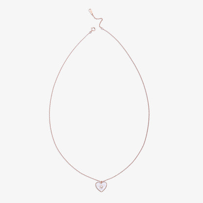 Cubic Zirconia Heart Pendant Necklace for Women – 925 Sterling Silver Rose Gold Plated