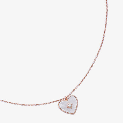 Cubic Zirconia Heart Pendant Necklace for Women – 925 Sterling Silver Rose Gold Plated