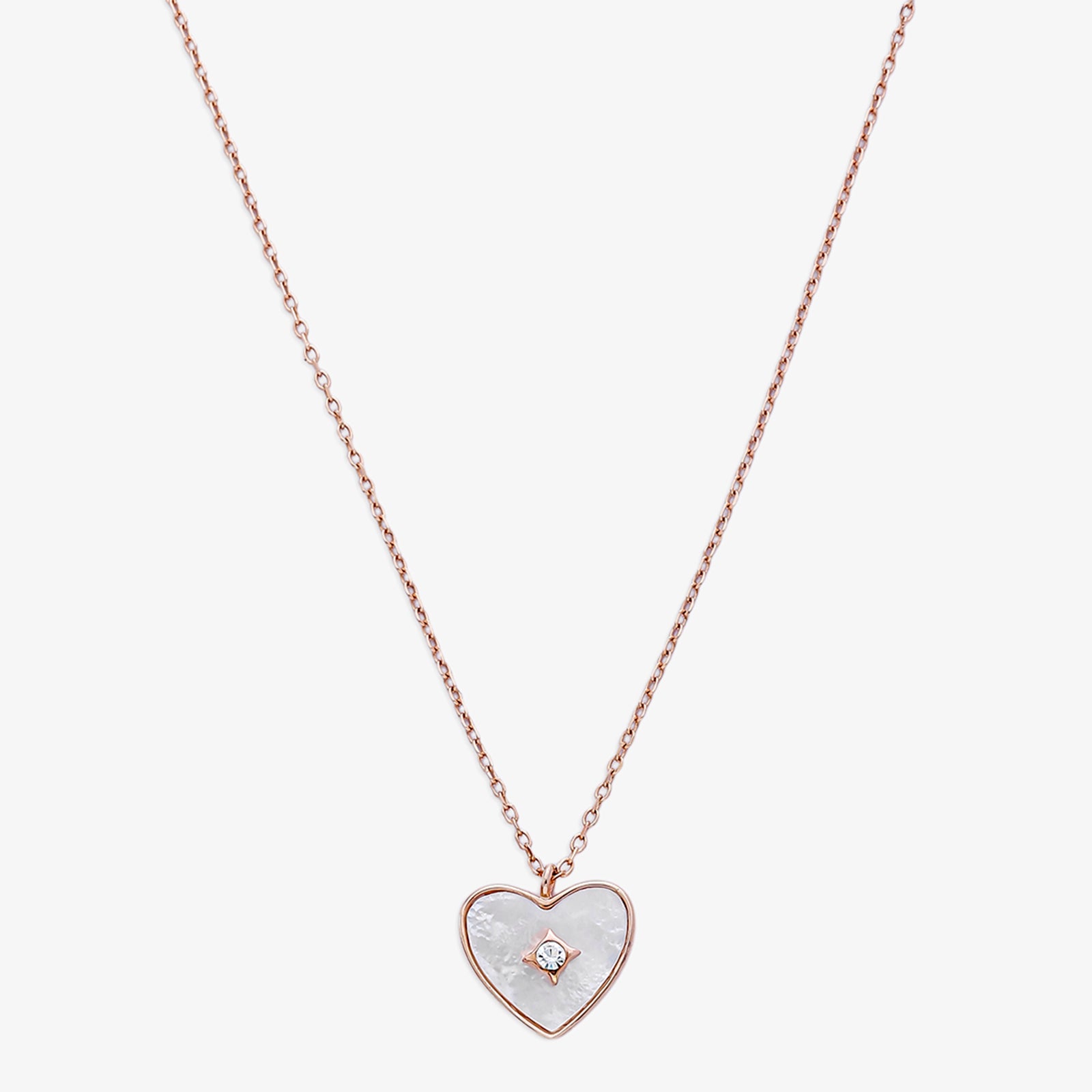 Cubic Zirconia Heart Pendant Necklace for Women – 925 Sterling Silver Rose Gold Plated