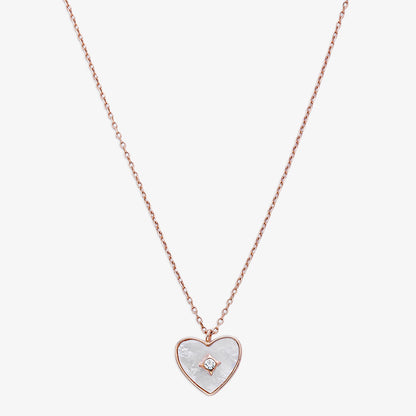 Cubic Zirconia Heart Pendant Necklace for Women – 925 Sterling Silver Rose Gold Plated
