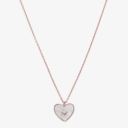 Cubic Zirconia Heart Pendant Necklace for Women – 925 Sterling Silver Rose Gold Plated