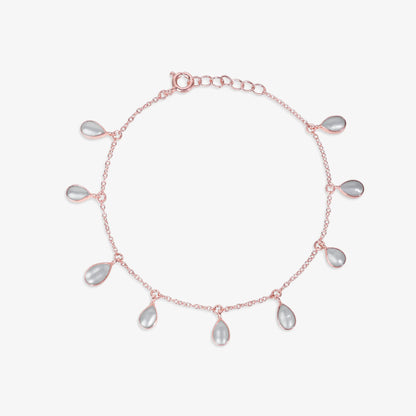 Rose Gold Plated Silver Drop Shape Pearl Bracelet - Tweov Jewels