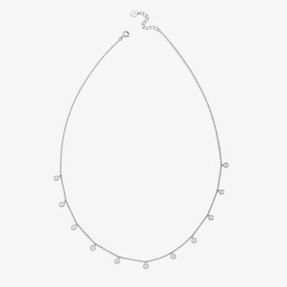 CZ Bezel-Set Necklace For Women - 925 Sterling Silver Rhodium Plated