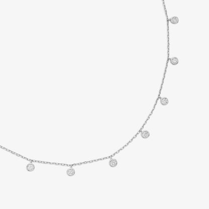 CZ Bezel-Set Necklace For Women - 925 Sterling Silver Rhodium Plated