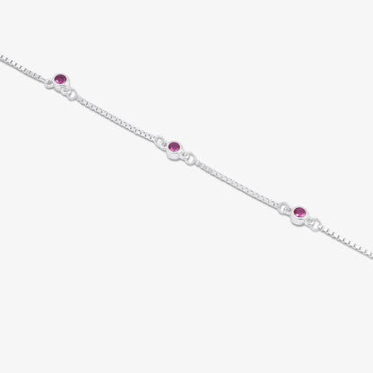Pink CZ Stone Studded Silver Necklace