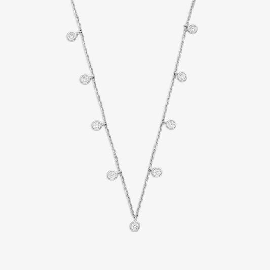 Round CZ Set Silver Necklace