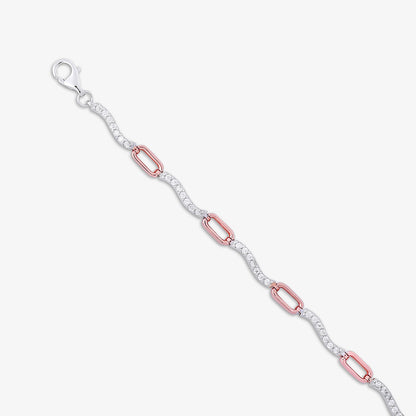925 Sterling Silver Multi-tone Cubic Zirconia Bracelet
