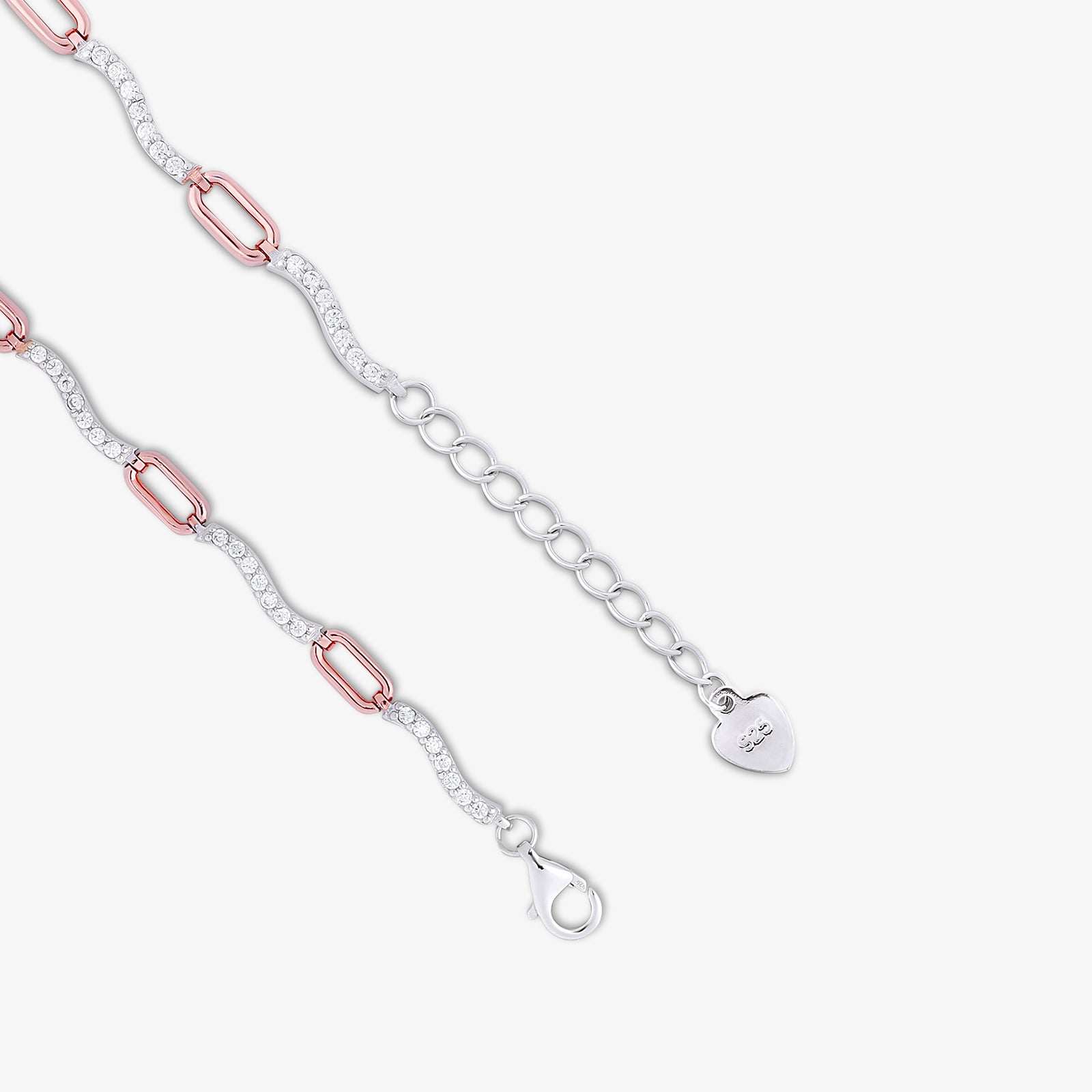 925 Sterling Silver Multi-tone Cubic Zirconia Bracelet