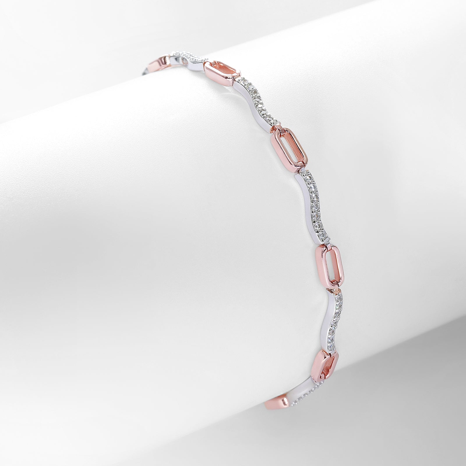 925 Sterling Silver Multi-tone Cubic Zirconia Bracelet