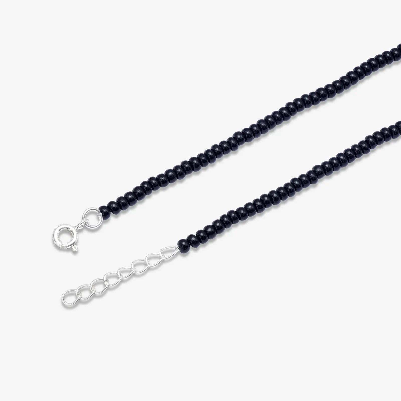Silver Plain Black Bead Anklet
