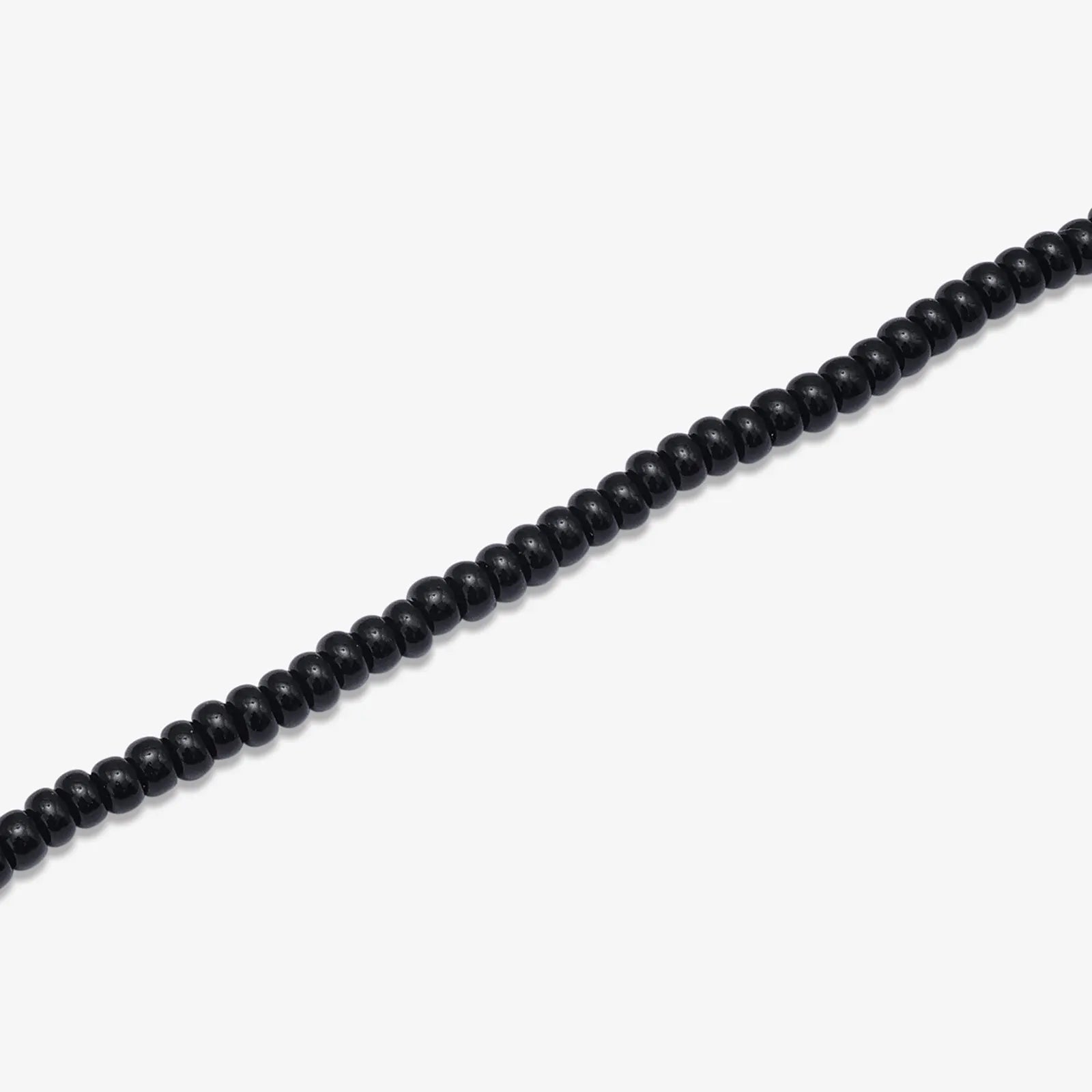 Silver Plain Black Bead Anklet