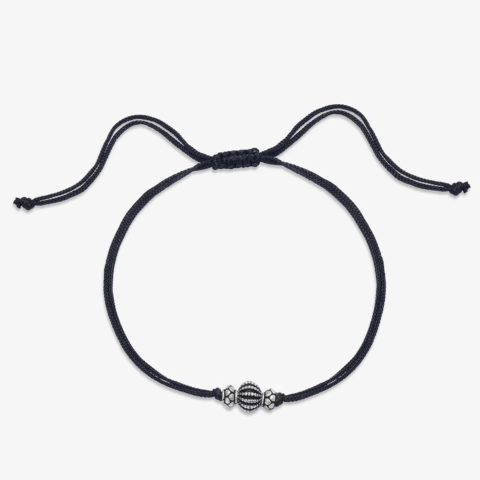 Oxidized Silver Ball Thread Anklet