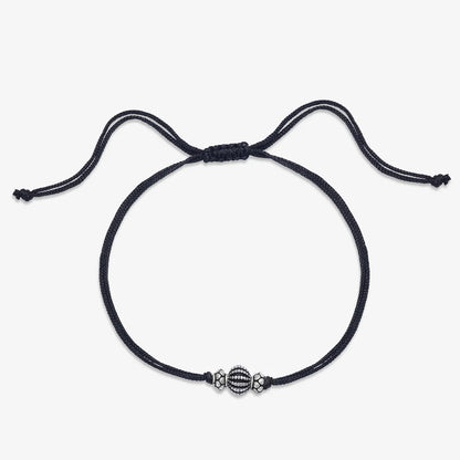 Oxidized Silver Ball Thread Anklet