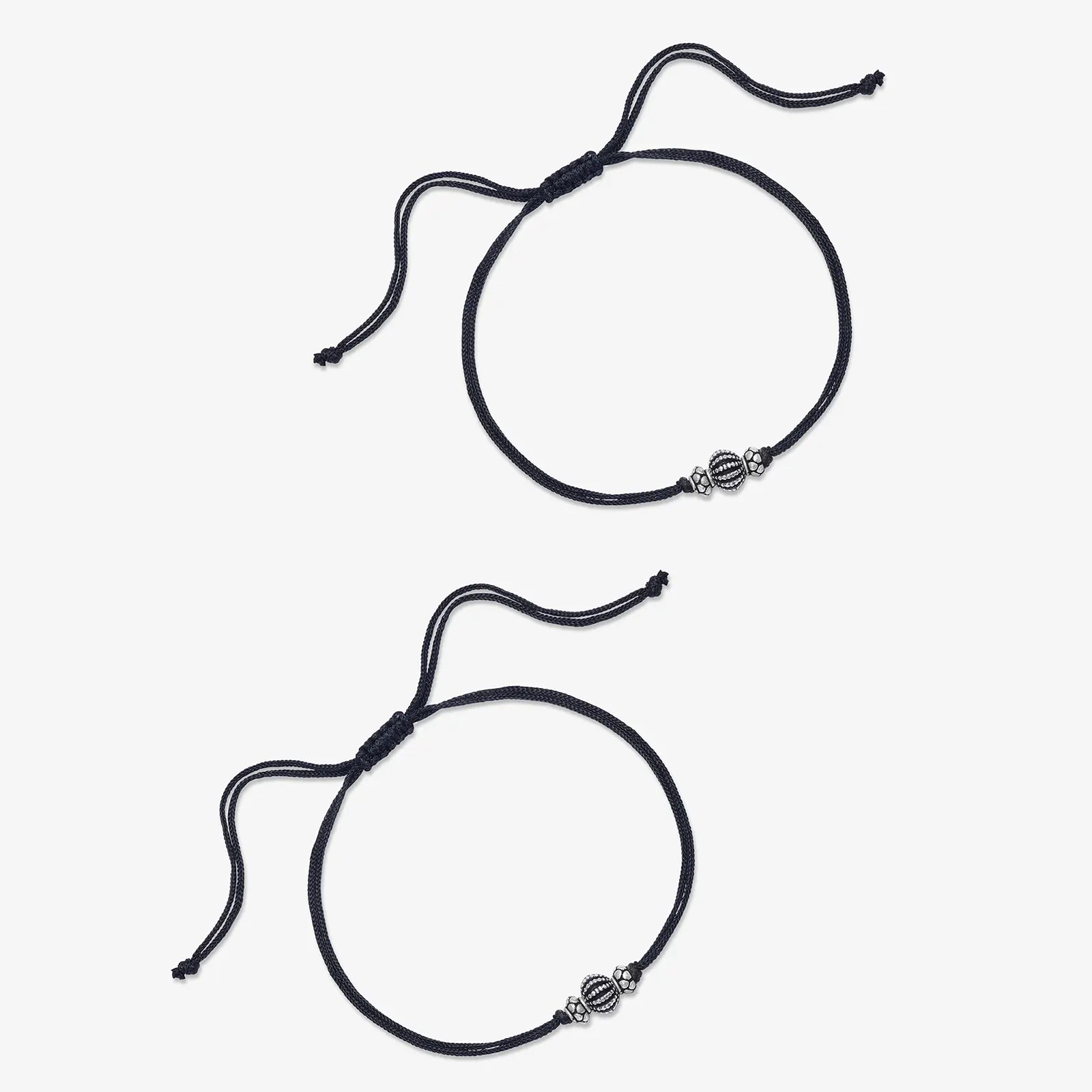 Oxidized Silver Ball Thread Anklet