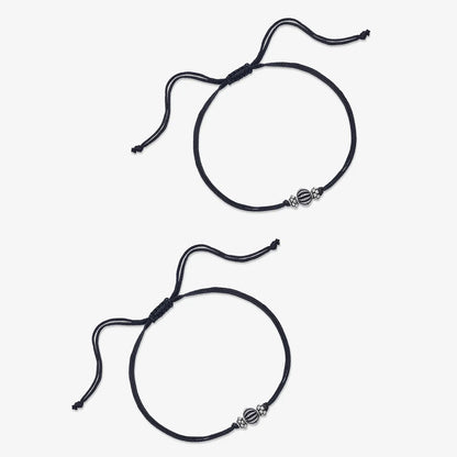 Oxidized Silver Ball Thread Anklet