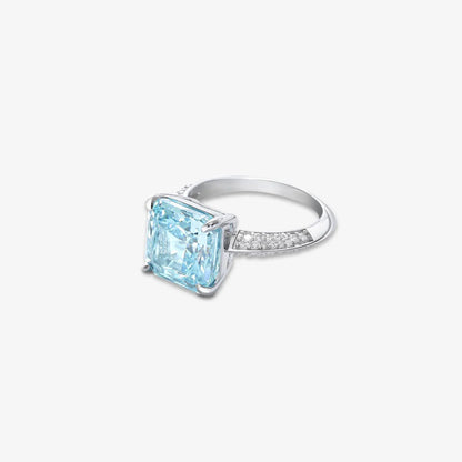 Princess Cut Blue Solitaire Silver Ring - Tweov Jewels