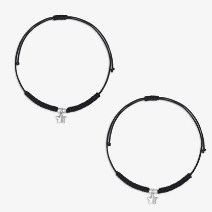 Star Design Silver Black Thread Anklet