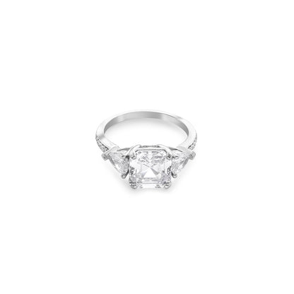 Square Cut CZ Studded Silver Ring - Tweov Jewels