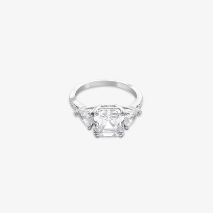 925 Sterling Silver Square-Cut CZ Ring for Women
