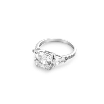 Square Cut CZ Studded Silver Ring - Tweov Jewels