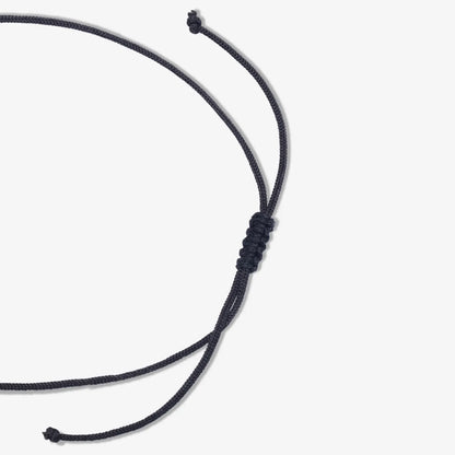 Silver Floral Motif Black Thread Anklet