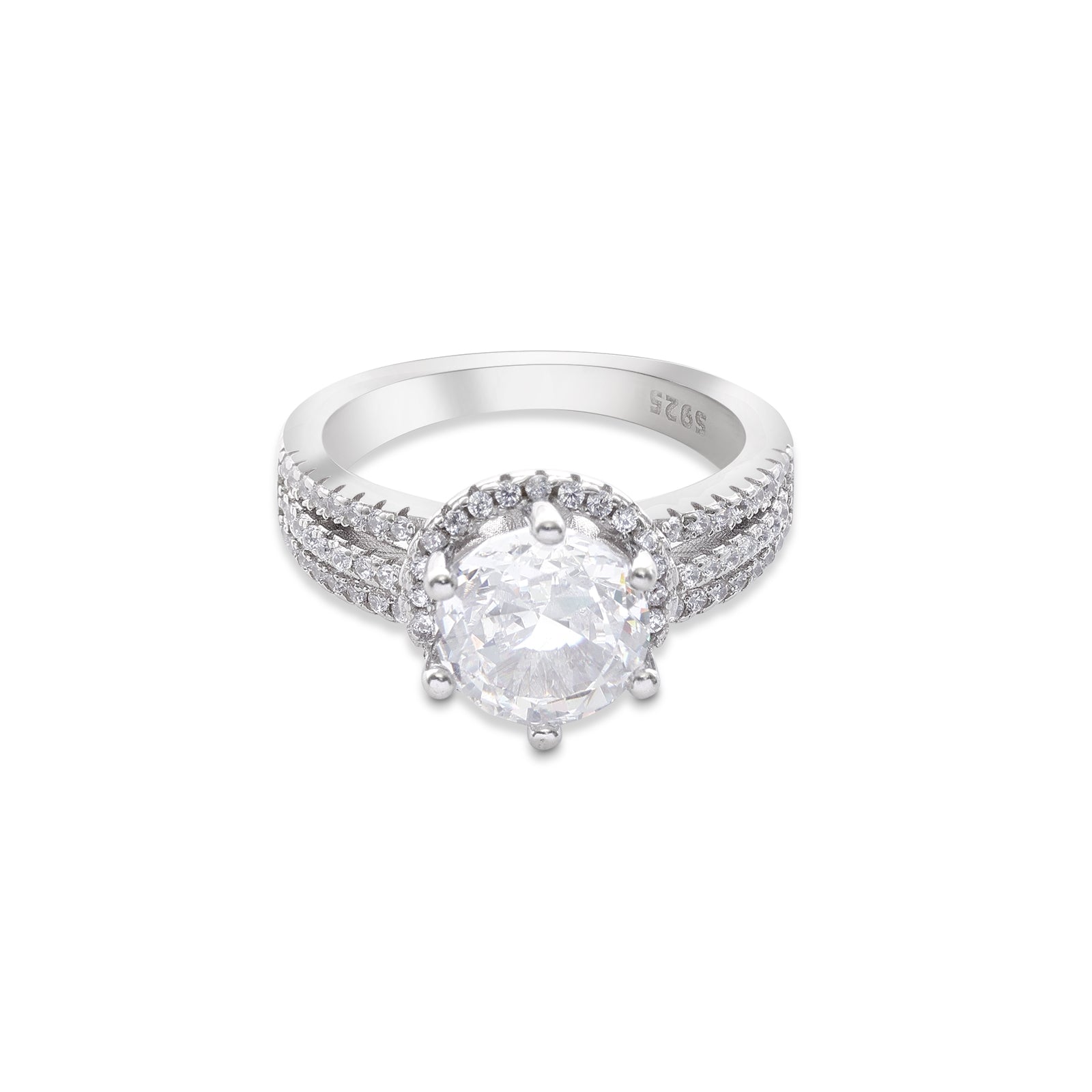 White Zircon Silver Ring for Women