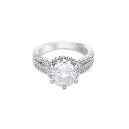 White Zircon Silver Ring for Women