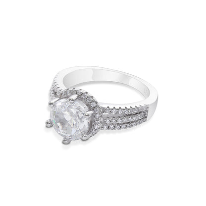 White Zircon Silver Ring for Women