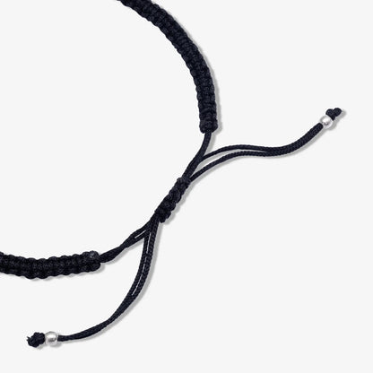 Silver Cowrie Shell Black Thread Anklet