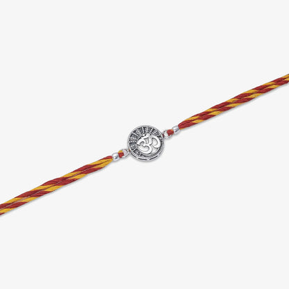 Designer Om Silver Rakhi for Brother