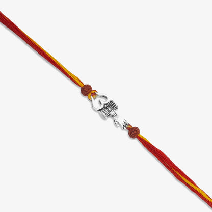 Trishul Damru Silver Rakhi for Brother