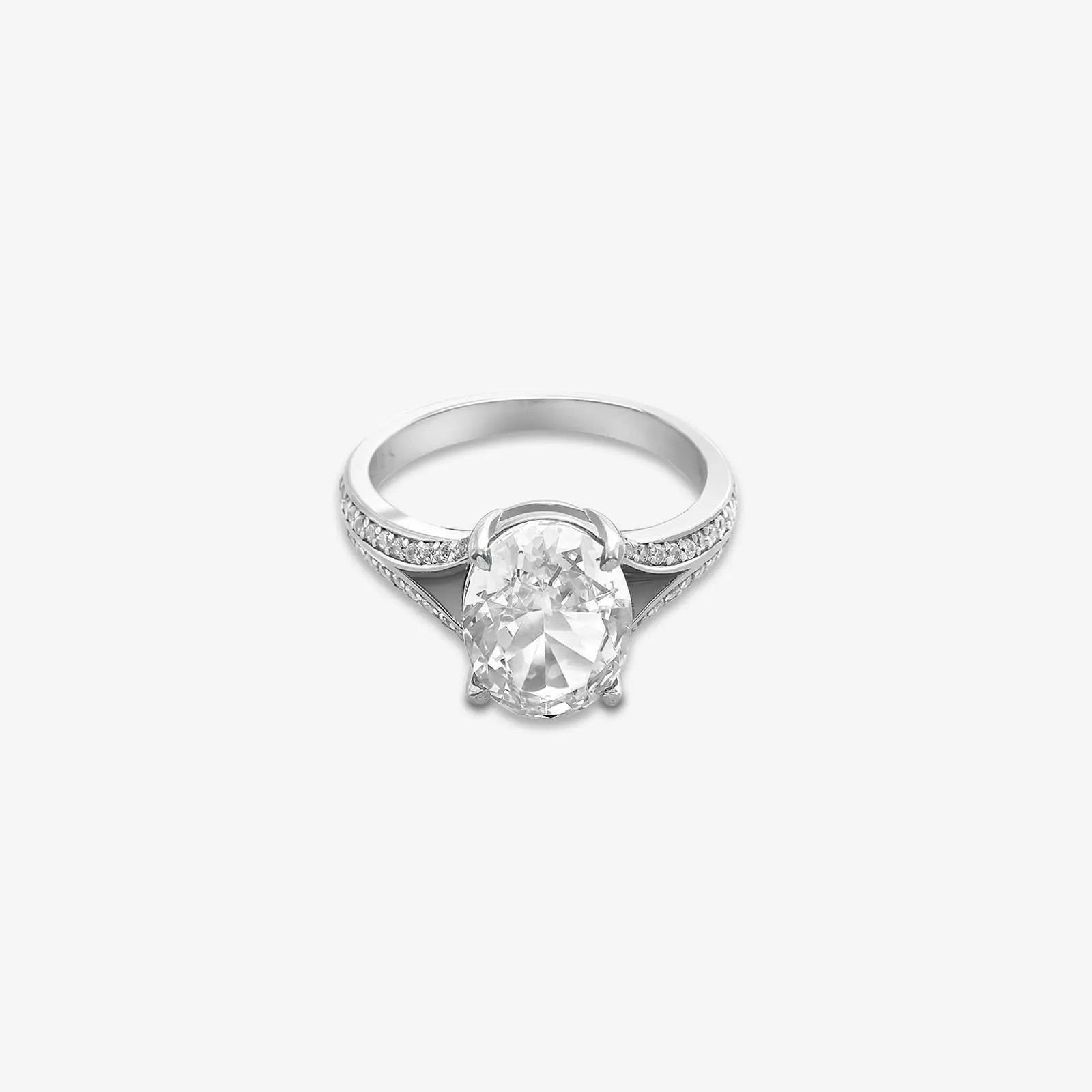 Oval Cut Silver Diamond Ring - Tweov Jewels