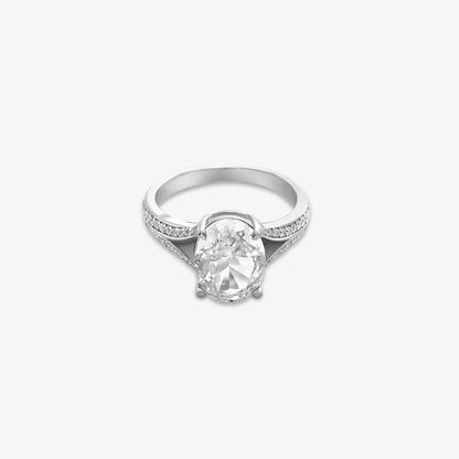 Oval Cut Silver Diamond Ring - Tweov Jewels