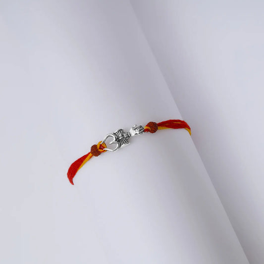 Trishul Damru Silver Rakhi for Brother