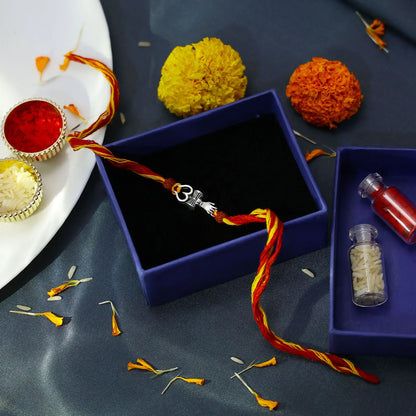 Trishul Damru Silver Rakhi for Brother