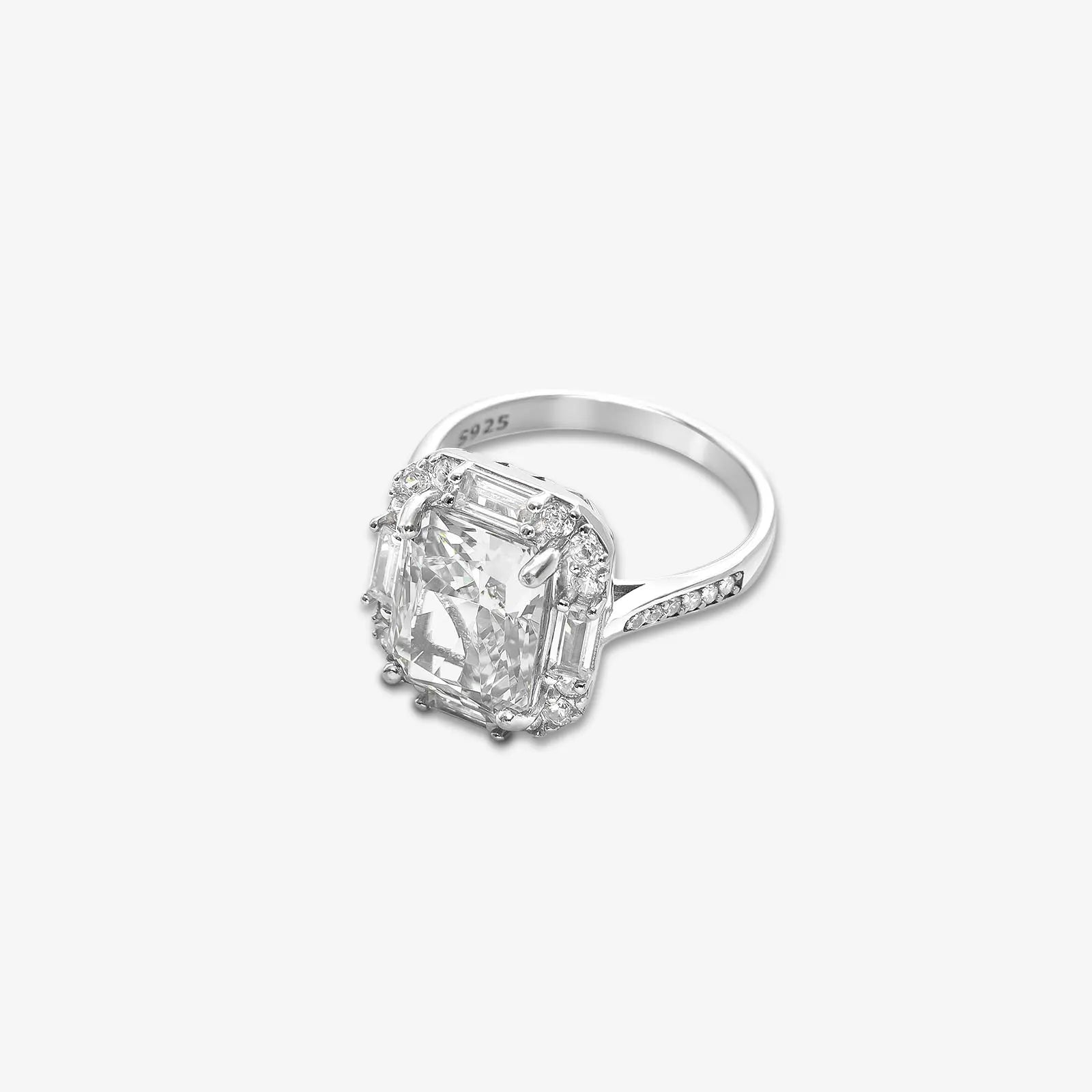 White Princess Cut Silver Ring - Tweov Jewels
