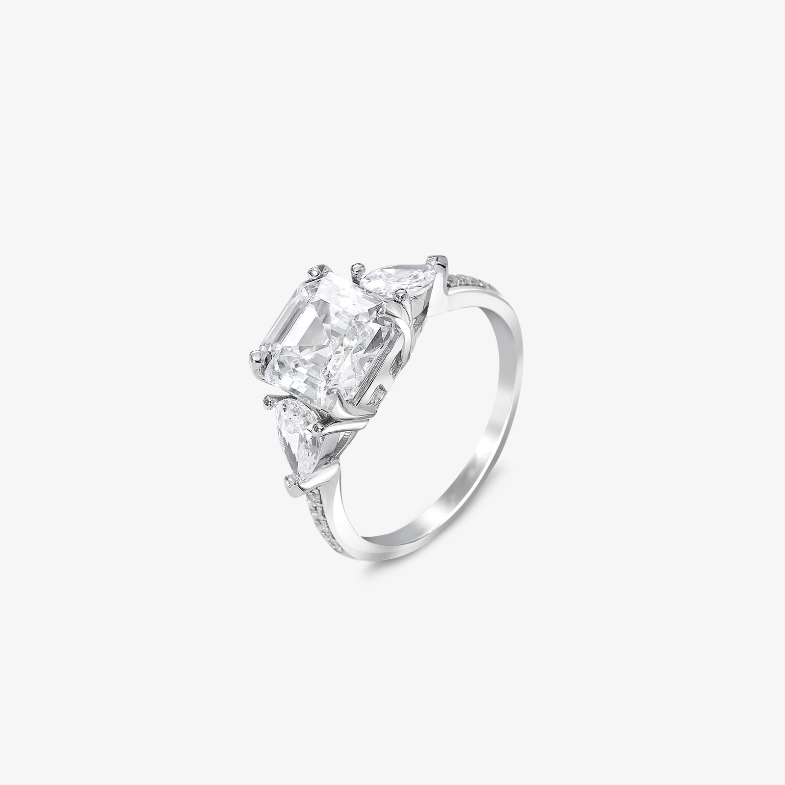 925 Sterling Silver Square-Cut CZ Ring for Women