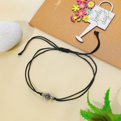 Oxidized Silver Ball Thread Anklet