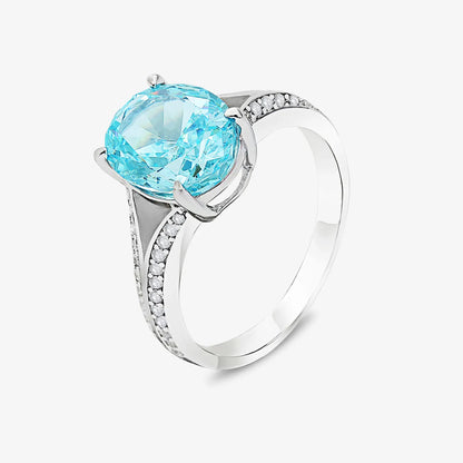 Oval Cut Sky Blue Topaz Silver Ring