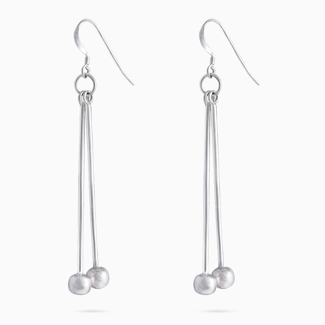 Pure Silver Earrings - Double Delight Long Drop Model - Tweov Jewels
