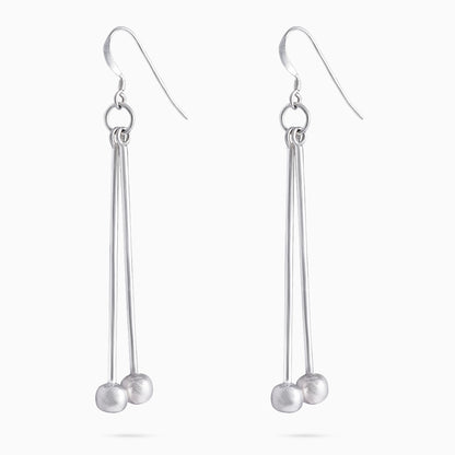 Pure Silver Earrings - Double Delight Long Drop Model - Tweov Jewels