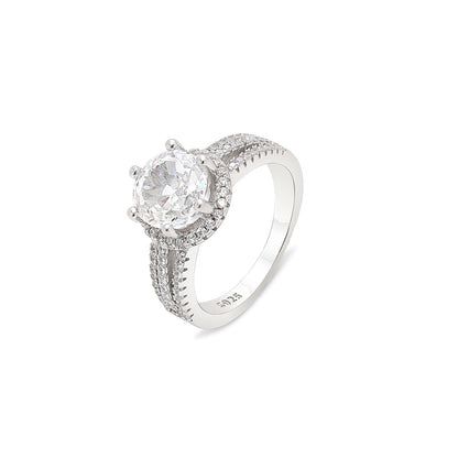 White Zircon Silver Ring for Women